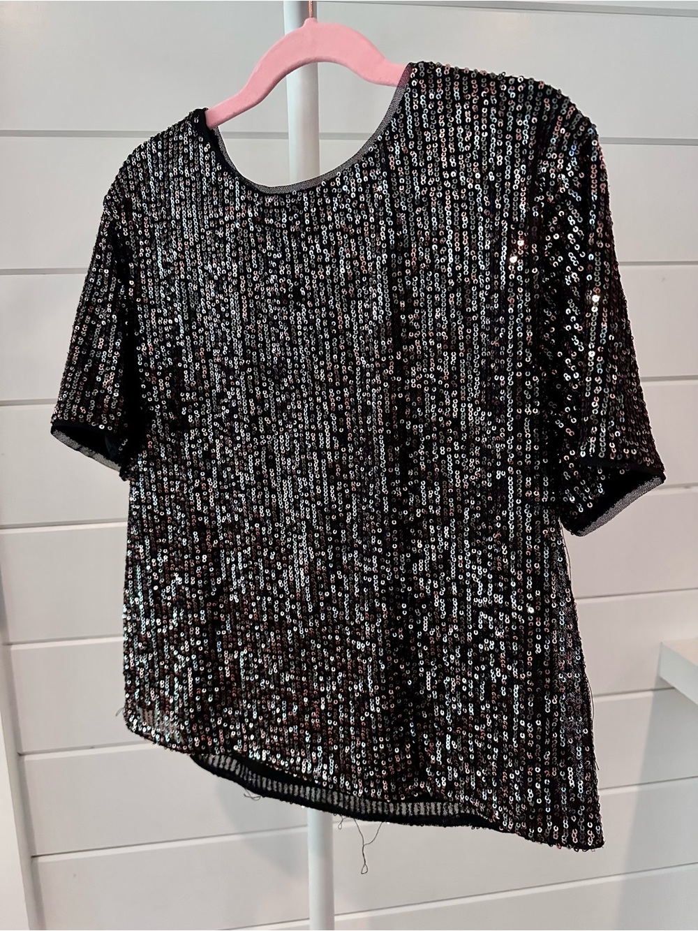Cat & Jack Sequin Short Sleeve Top - Black